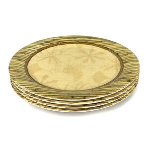 Bamboo & Leaf Melamine Dinner Plates - 4